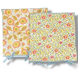 Pottery Barn Foundations Set of 2 Euro Shams Reversible Floral Quilted 25" X 25"
